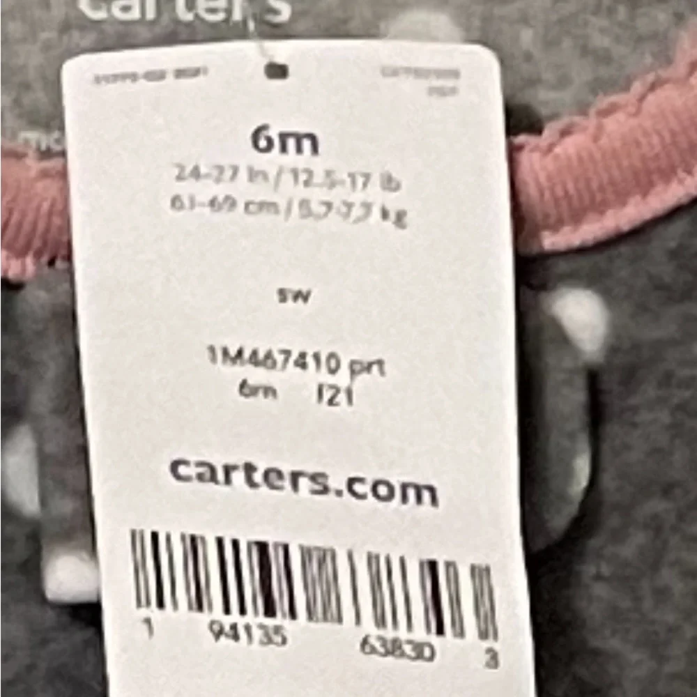 Carters Baby girls sleepers 2 one piece soft 3-6‎ month zip up NEW with tag